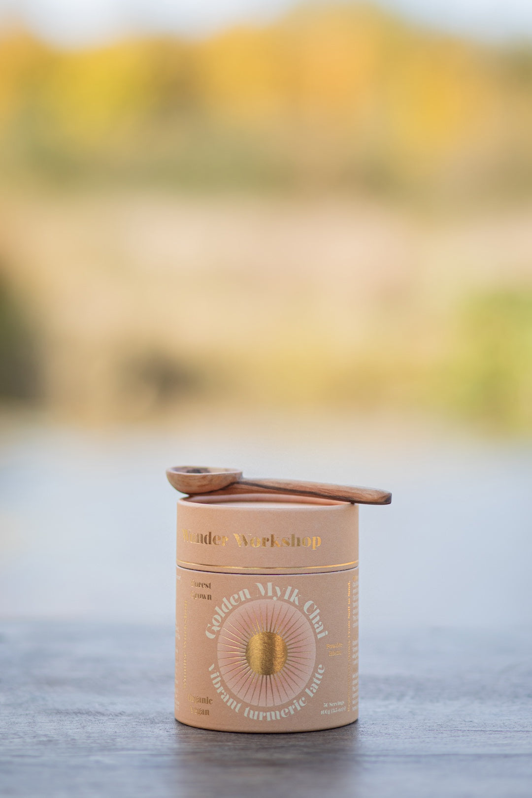 Golden Chai Latte Mix & Olive Wood Spoon Set